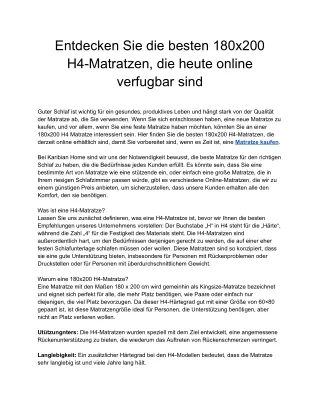 Entdecken Sie die besten 180x200 H4-Matratzen, die heute online verfügbar sind