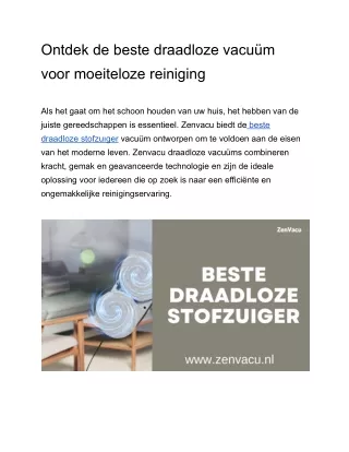 Beste draadloze stofzuıger