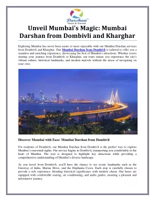 Exploring Mumbai: Your Ultimate Mumbai Darshan Tour