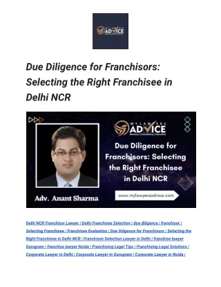 Due Diligence for Franchisors_ Selecting the Right Franchisee in Delhi NCR