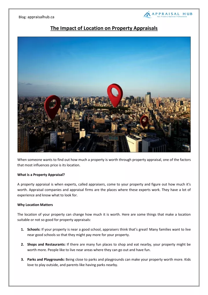 blog appraisalhub ca the impact of location