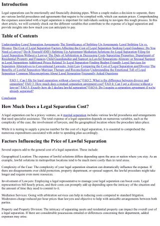 How Much Does a Legal Separation Cost?