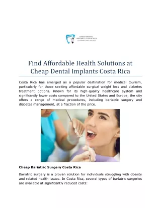 Find Affordable Health Solutions at Cheap Dental Implants Costa Rica