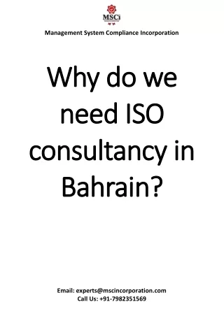 Why do we need ISO consultancy in Bahrain