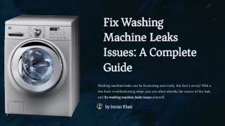 How to Fix Washing Machine Leaks Issues Easily? Dial: 045864033