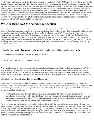 Vin Verification Overview