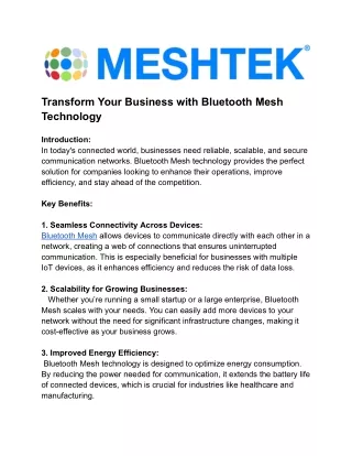 How Bluetooth Mesh Helps Your Business