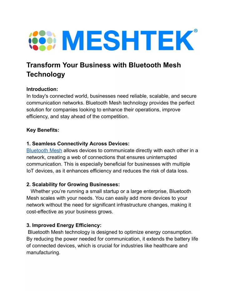 transform your business with bluetooth mesh