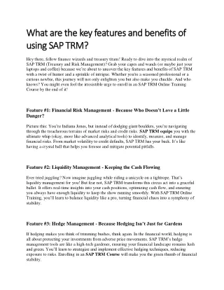 What are the key features and benefits of using SAP TRM