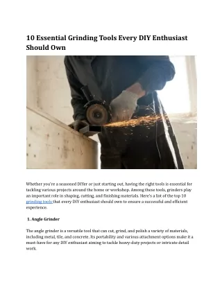 10 Essential Grinding Tools Every DIY Enthusiast Should Own