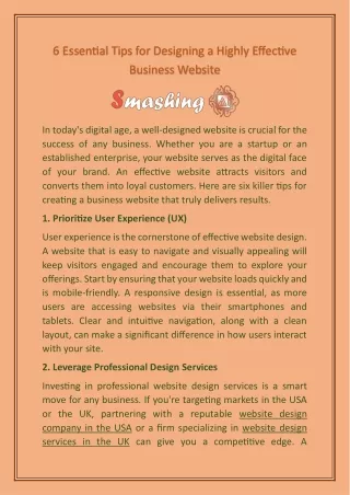 Business Website Design 6 Killer Tips for an Effective Website