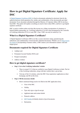 How to get Digital Signature Certificate