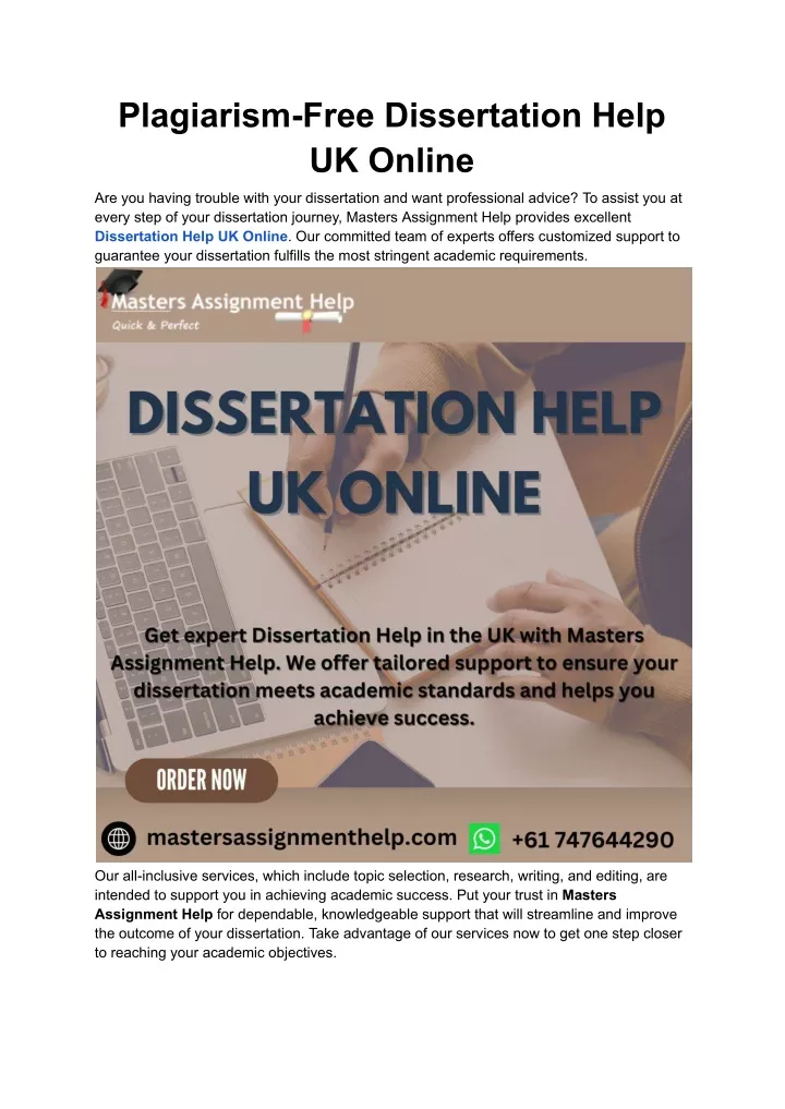 plagiarism free dissertation help uk online