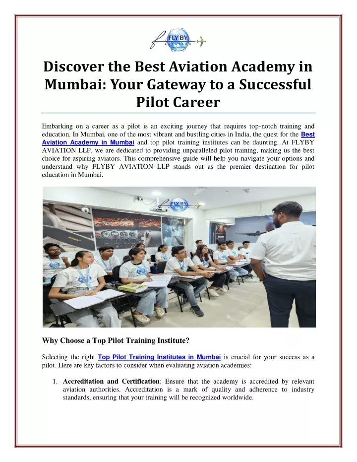 discover the best aviation academy in mumbai your