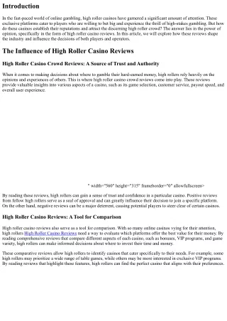 The Power of Opinion: How High Roller Casino Reviews Shape the Industry