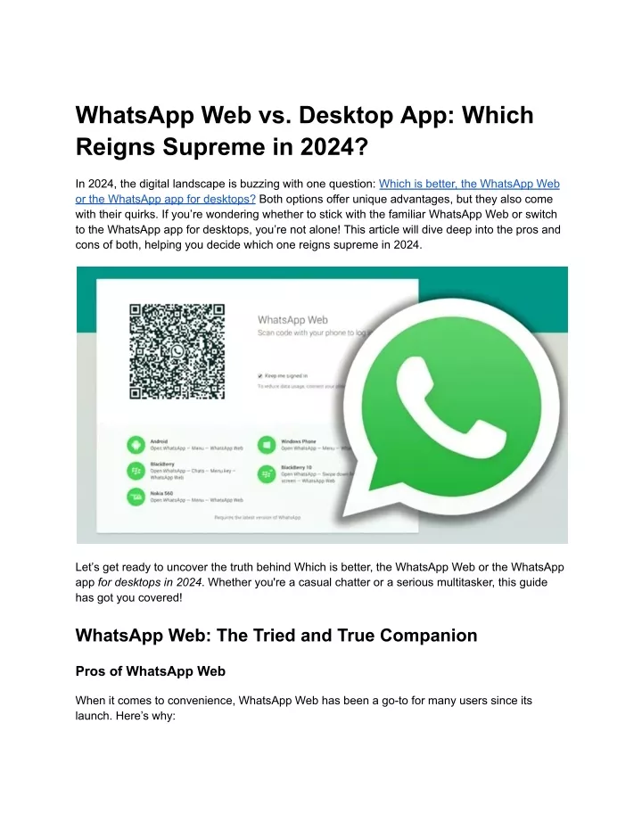 whatsapp web vs desktop app which reigns supreme