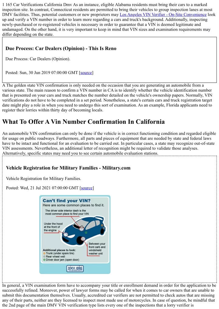 1 165 car verifications california