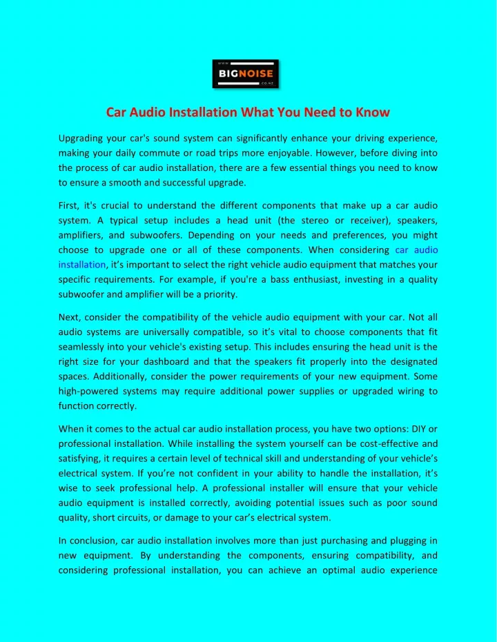 car audio installation what you need to know