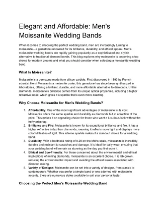 Elegant and Affordable_ Men's Moissanite Wedding Bands