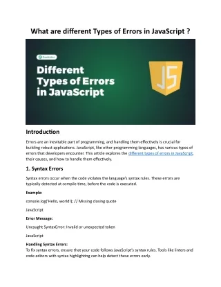 what are different types of errors in javascript