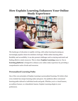 How Explain Learning Enhances Your Online Study Experience