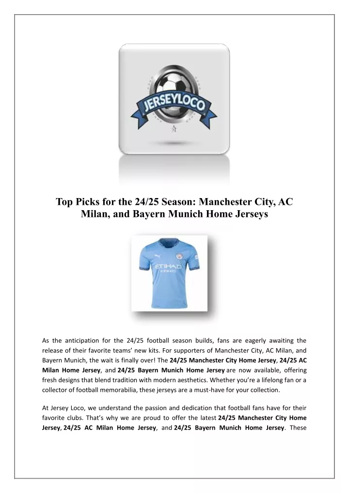 top picks for the 24 25 season manchester city