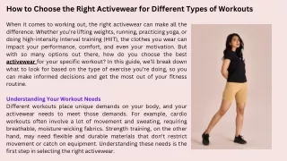 how to choose the right activewear for different