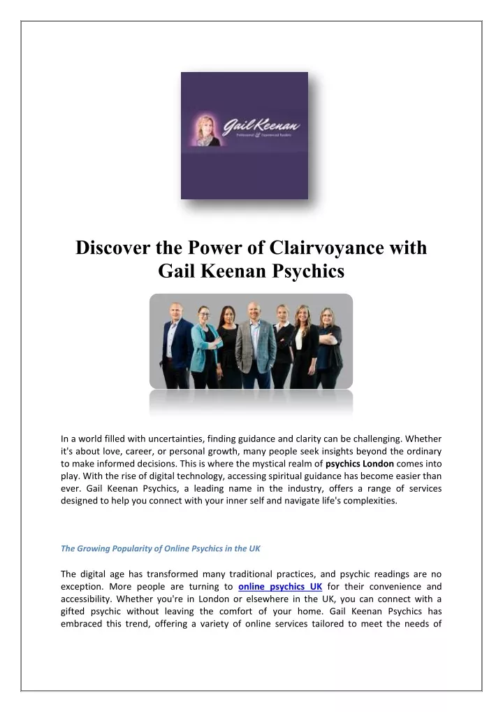 discover the power of clairvoyance with gail