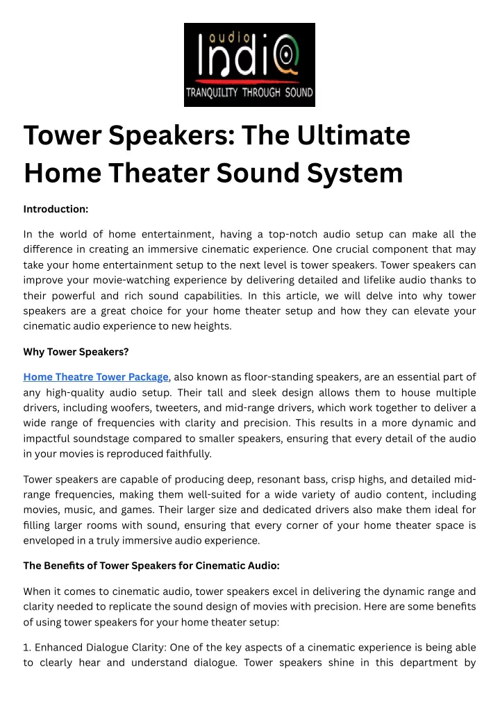 tower speakers the ultimate home theater sound