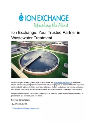 Ion Exchange_ Your Trusted Partner in Wastewater Treatment