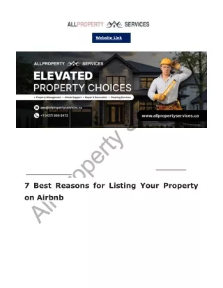 Airbnb Property Management Toronto - All Property Services