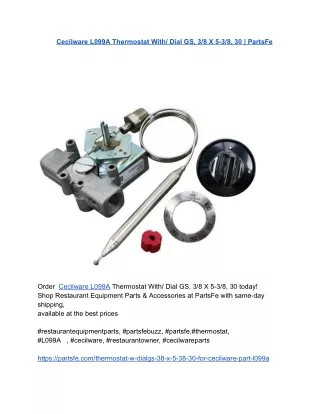 Cecilware L099A Thermostat With_ Dial GS, 3_8 X 5-3_8, 30 _ PartsFe