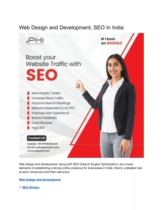Web Design and Development, SEO In India
