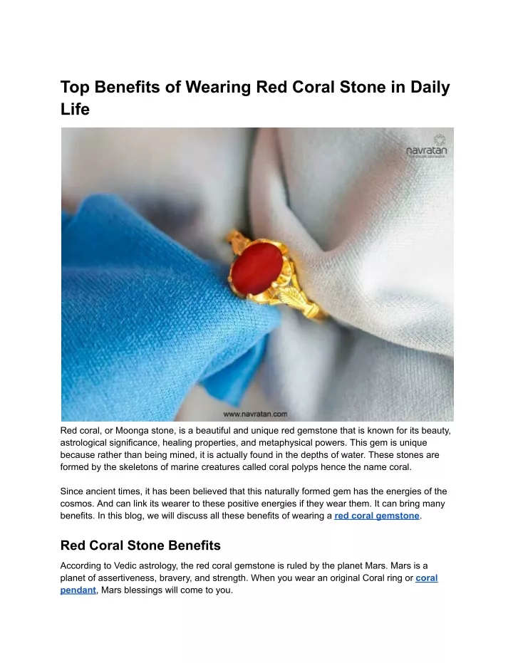 top benefits of wearing red coral stone in daily