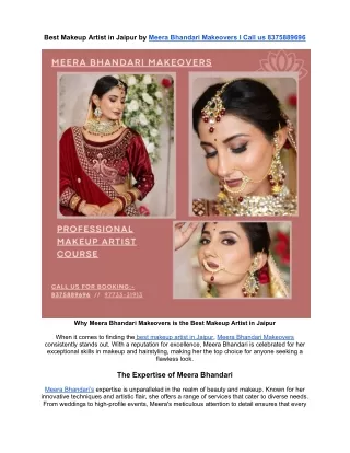 Best Makeup Artist in Jaipur by Meera Bhandari Makeovers I Call us 8375889696