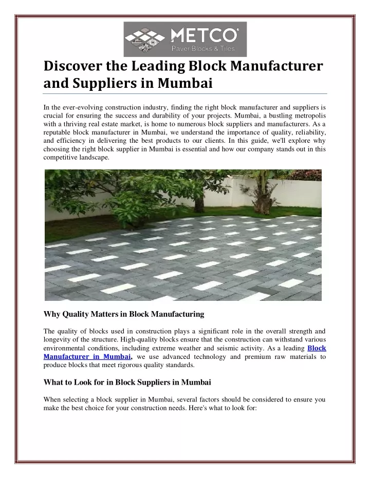 discover the leading block manufacturer