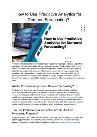 How to use predictive analytics for demand forecasting