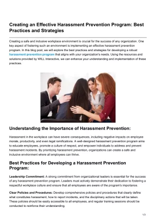 creating an effective harassment prevention