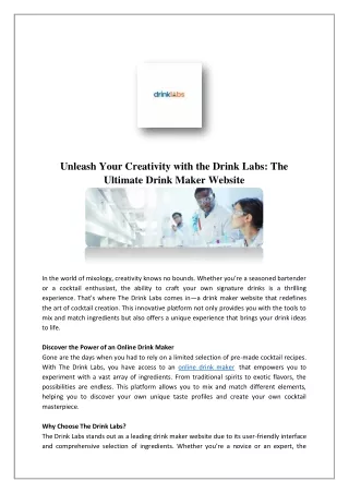 unleash your creativity with the drink labs