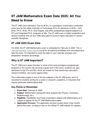 IIT JAM mathematics Exam Date