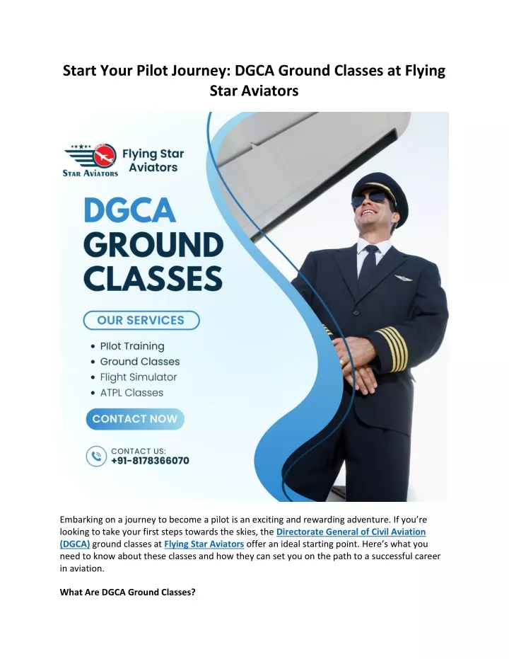 start your pilot journey dgca ground classes