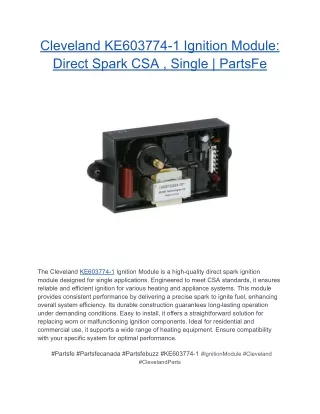 Cleveland KE603774-1 Ignition Module_ Direct Spark CSA , Single _ PartsFe