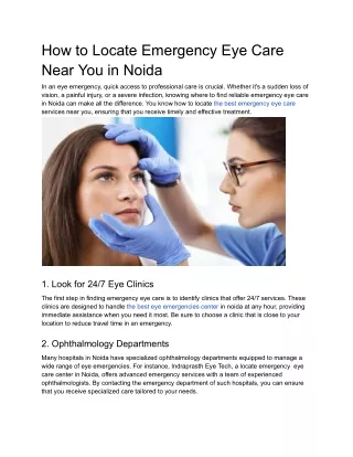 How to Locate Emergency Eye Care Near You in Noida