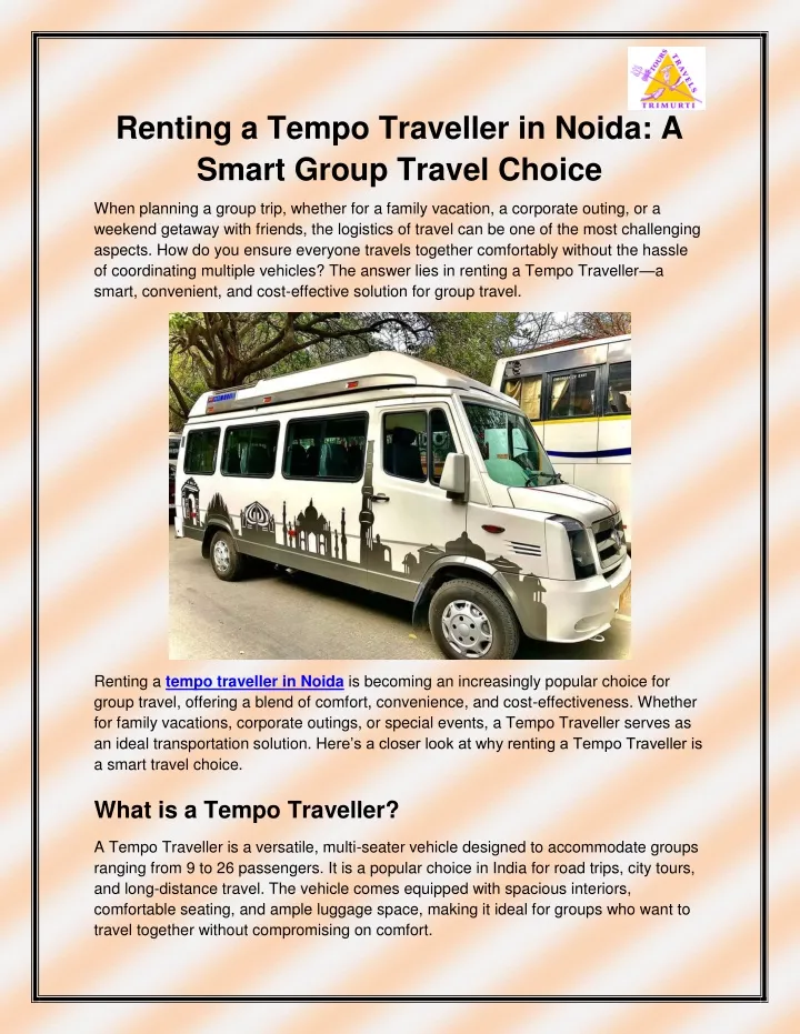 renting a tempo traveller in noida a smart group