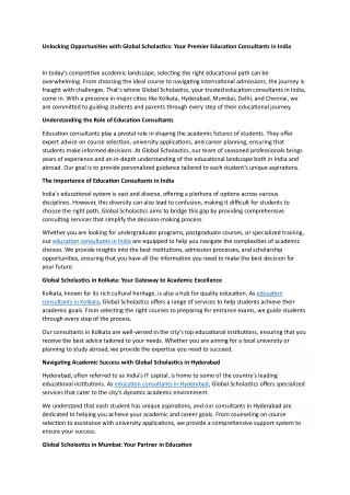 unlocking opportunities with global scholastics