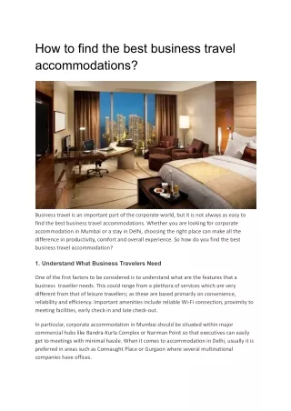 business travel accomodation