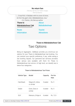 no return fare one way cab fare no hidden charges