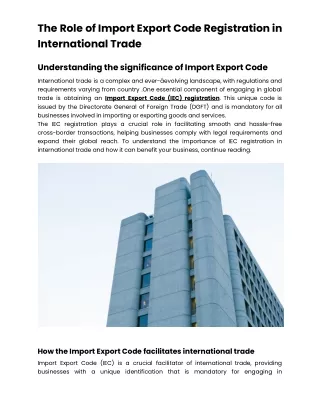 The Role of Import Export Code Registration in International Trade