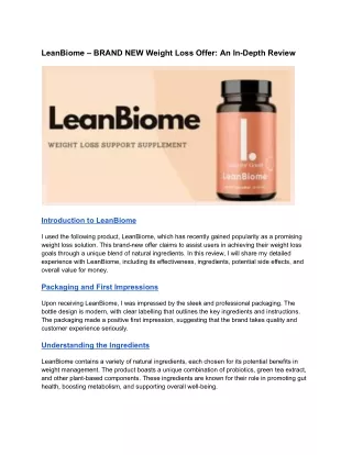 LeanBiome – BRAND NEW Weight Loss Offer_ An In-Depth Review