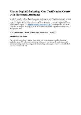 master digital marketing our certification course